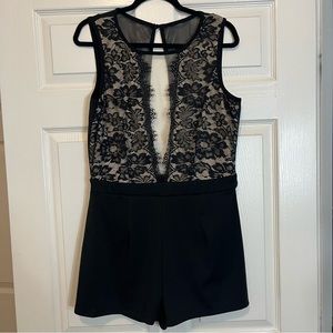 Black Shorts Romper Lace & Sheer Size XL